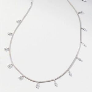 Anthropologie Delicate Diamond Gold Plated Necklace with Dangle Charms